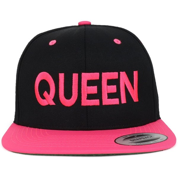 Baseball Caps Queen Embroidered Flat Bill 2-Tone Ball Cap - Black Pink - C718D5L8EAT $16.19