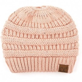 Skullies & Beanies Messy Bun Ponytail Magic Magic Sequin Beanie Hat Bundle Hair Tie (MB-730) - Indi Pink - CE18I53TQEQ $15.92