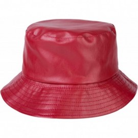 Bucket Hats Unisex Fashion Bucket Hat PU Leather Rain Hat Waterproof Fishmen Cap - Red - CS18KLORMDL $18.24