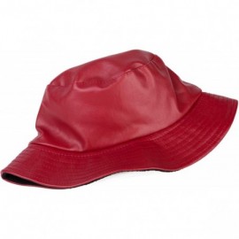 Bucket Hats Unisex Fashion Bucket Hat PU Leather Rain Hat Waterproof Fishmen Cap - Red - CS18KLORMDL $18.24