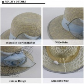 Sun Hats Dress Hat for Women Formal Adjustable Wide Brim Flower Church Wedding Hat Lace Beach Sun Hat UV Protection - CY18UWC...