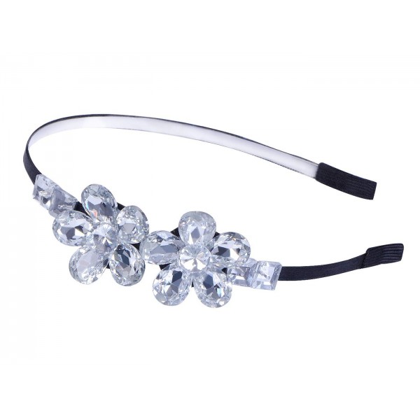Headbands Decorative Vintage Diamond Jeweled Rhinestone Butterfly Hair Piece Headband (Clear) - Clear - CM117WZJGO9 $11.50