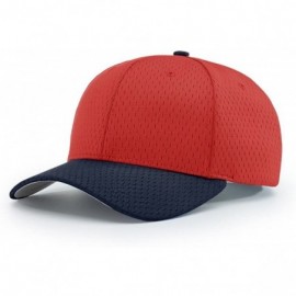 Baseball Caps 414 Pro Mesh Adjustable Blank Baseball Cap Fit Hat - Red/Navy - CG1873ZO4IW $8.71