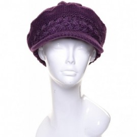 Skullies & Beanies Beanie Beret Cap Visor Metallic Wool Chenille Plush Lined Elastic Back - Purple Wool Blend - CB17Z4ADLQL $...