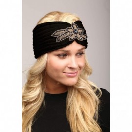 Cold Weather Headbands Women's Winter Sequin Flower Knitted Headband Ear Warmern - Black - CY1884TLDD2 $12.26