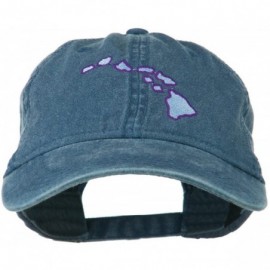 Baseball Caps Hawaii State Map Embroidered Washed Cap - Navy - CR11LJVGBIL $22.10