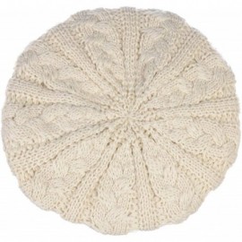 Berets Women's Warm Soft Plain Color Urban Boho Slouch Winter Cable Knitted Beret Beanie Hat Skull Cap (Ivory) - CT1936GNHM2 ...