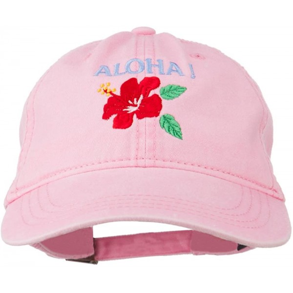 Baseball Caps Hawaii Flower Aloha Embroidered Washed Cap - Pink - C811RNPIBHB $19.54