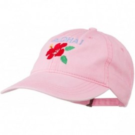 Baseball Caps Hawaii Flower Aloha Embroidered Washed Cap - Pink - C811RNPIBHB $19.54