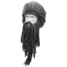 Skullies & Beanies Beard Winter Hat Creative Wig Viking Big Long Wool Hat Facemask Beanie for Men Women Warm Funny Ski Cap - ...