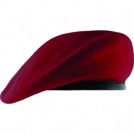Berets Unlined Beret with Leather Sweatband - Dark Red - CL11WV9TPX3 $10.54
