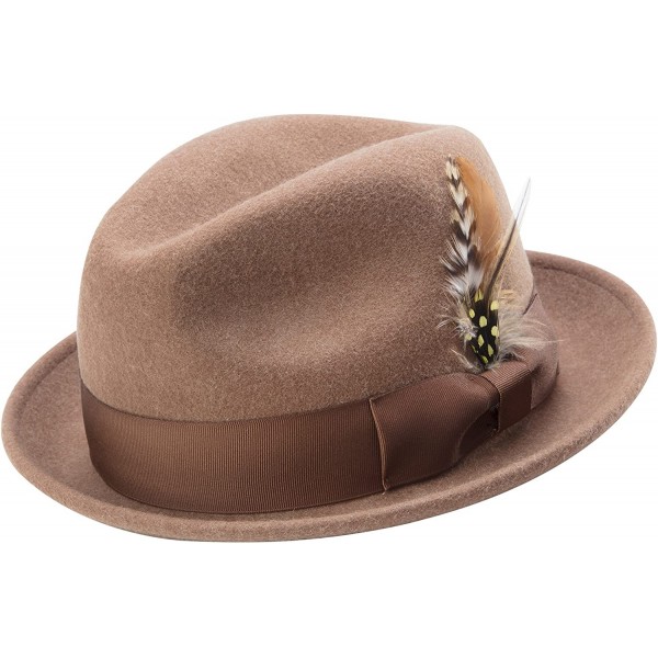 Fedoras Men's Pinch Crushable Litefelt Snap Brim Hat H-37 - Tan - CV182WGEIWU $41.41