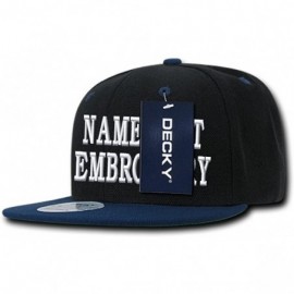 Baseball Caps Custom Embroidery Snapback Cap Personalized Name Text Flat Bill Black Tone Hat - Black / Navy - C1180UL92YO $23.79