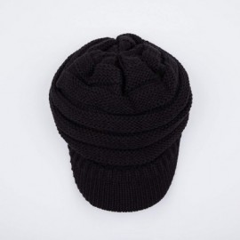 Skullies & Beanies Hatsandscarf Exclusives Women's Ribbed Knit Hat with Brim (YJ-131) - Black Amz - C918NULEGUY $11.51