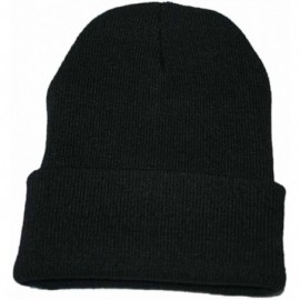 Skullies & Beanies Knitted Hat- Unisex Slouchy Knitting Beanie Hip Hop Cap Warm Winter Ski Hat - Black - CZ187K4KMCM $7.23