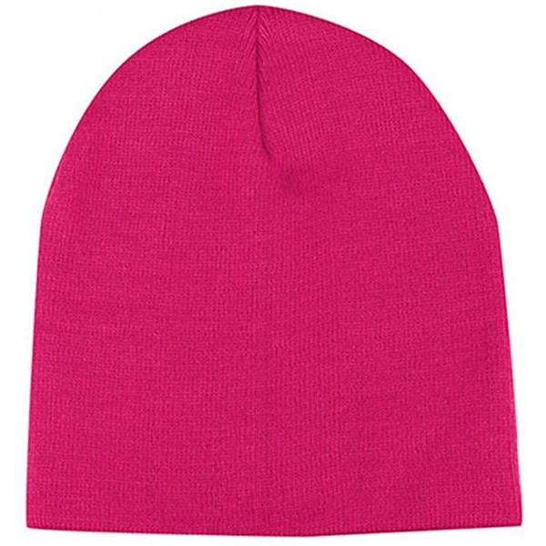 Skullies & Beanies Short Cuffless Beanies - Magenta - CZ12MH0HYYR $9.95