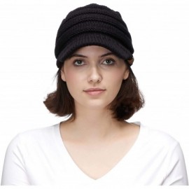 Skullies & Beanies Hatsandscarf Exclusives Women's Ribbed Knit Hat with Brim (YJ-131) - Black Amz - C918NULEGUY $11.51