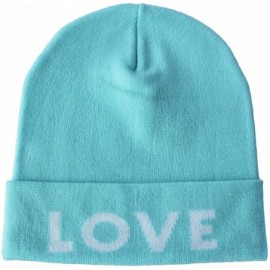 Skullies & Beanies Cuffed Winter Beanie Hat Jacquard Love for Women and Men Multi-Colors - Turquoise - CD18K2MTYWU $9.70