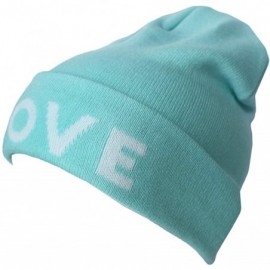 Skullies & Beanies Cuffed Winter Beanie Hat Jacquard Love for Women and Men Multi-Colors - Turquoise - CD18K2MTYWU $9.70