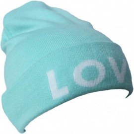 Skullies & Beanies Cuffed Winter Beanie Hat Jacquard Love for Women and Men Multi-Colors - Turquoise - CD18K2MTYWU $9.70