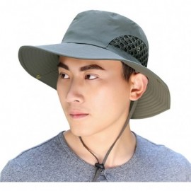 Sun Hats Outdoor Cowboy Sun Caps Wide Brim Bucket Fishing Summer UPF 50+Hats - Army Green - CM18547QZRX $10.18