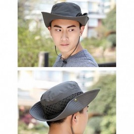 Sun Hats Outdoor Cowboy Sun Caps Wide Brim Bucket Fishing Summer UPF 50+Hats - Army Green - CM18547QZRX $10.18