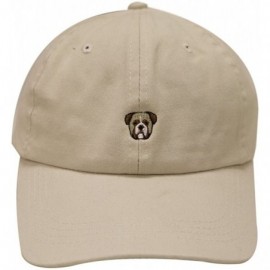 Baseball Caps Bulldog Small Embroidered Cotton Baseball Cap - Putty - C812H0D8TYP $14.55