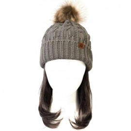 Skullies & Beanies Mommy & Me Mother Child Winter Warm Soft Knit Beanie with Pom Pom - Ash Gray - CX180K8LKI0 $12.39