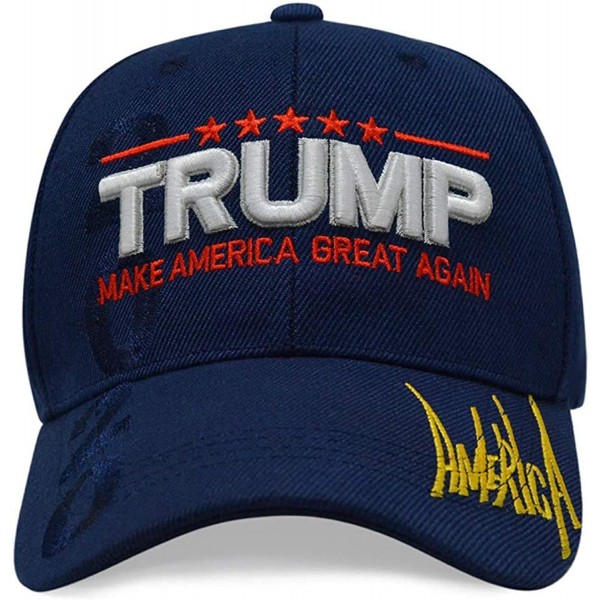 Skullies & Beanies Trump 2020 Keep America Great 3D Embroidery American Flag Baseball Cap - 013 Navy - CB18O227DY4 $9.75