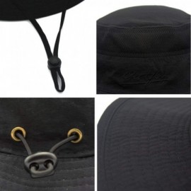 Sun Hats Wide Brim Sun Protection Bucket Hat Adjustable Outdoor Fishing - B09008 Black 1 - CA18N8WQR96 $10.32