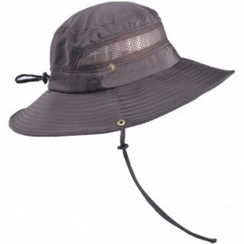 Sun Hats Men's Outdoor Mesh Bucket Sun Hat- Wide Brim Breathable UV Protection Summer Fishing Hat - Brown - CF18SHGW797 $9.28