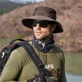 Sun Hats Men's Outdoor Mesh Bucket Sun Hat- Wide Brim Breathable UV Protection Summer Fishing Hat - Brown - CF18SHGW797 $9.28
