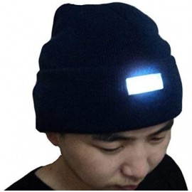 Skullies & Beanies Mens Winter 5 lED Lights Lighted Night Fishing Knitt Beanie Hat Cap Roll-up Brim - Coffee - CG129850C6V $7.36