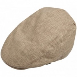 Newsboy Caps Men's Fitted 100% Linen Newsboy Ivy Flat Snap Cap hat - Khaki - C011LJ3J0PP $10.63