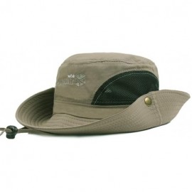 Sun Hats Men Summer Cotton Cowboy Sun Hat Wide Brim Bucket Fishing Hats - Light Green - CI184XCUYLO $12.63