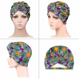 Skullies & Beanies 2 Pieces Women Knotted Turban Cap- Twist Head Wrap Beanie Perfect for Long/Short Hair - Set-d-4 - CO18UD0N...