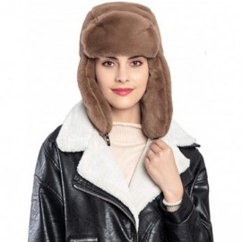 Bomber Hats Women Faux Fur Bomber Hat Ushanka Russian Trapper Hat with Ear Flap - Brown - C4192TT84A0 $24.15