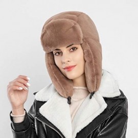 Bomber Hats Women Faux Fur Bomber Hat Ushanka Russian Trapper Hat with Ear Flap - Brown - C4192TT84A0 $24.15