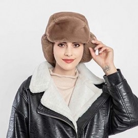 Bomber Hats Women Faux Fur Bomber Hat Ushanka Russian Trapper Hat with Ear Flap - Brown - C4192TT84A0 $24.15