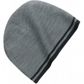 Skullies & Beanies Fine Knit Skull Cap with Stripes (CP93) - Athletic Oxford/Black - CZ11QDS1HX9 $8.58