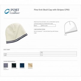 Skullies & Beanies Fine Knit Skull Cap with Stripes (CP93) - Athletic Oxford/Black - CZ11QDS1HX9 $8.58