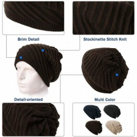 Skullies & Beanies Unisex Knit Beanie Visor Cap Winter Hat Fleece Neck Scarf Set Ski Face Mask 55-61cm - 1044-brown - CH18LL3...