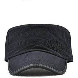 Newsboy Caps Men's Solid Color Military Style Hat Cadet Army Cap - B--black - CR18E2M46TE $10.86
