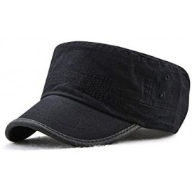 Newsboy Caps Men's Solid Color Military Style Hat Cadet Army Cap - B--black - CR18E2M46TE $10.86