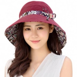 Sun Hats Womens Sun Hat Summer UPF 50+ UV Protection Beach Hat Foldable Wide Brim Cap - Wine - CY17YQXNQQW $10.38