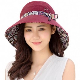 Sun Hats Womens Sun Hat Summer UPF 50+ UV Protection Beach Hat Foldable Wide Brim Cap - Wine - CY17YQXNQQW $10.38