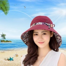 Sun Hats Womens Sun Hat Summer UPF 50+ UV Protection Beach Hat Foldable Wide Brim Cap - Wine - CY17YQXNQQW $10.38