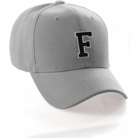 Baseball Caps Classic Baseball Hat Custom A to Z Initial Team Letter- Lt Gray Cap White Black - Letter F - C718IDWSSRX $22.49