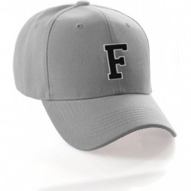 Baseball Caps Classic Baseball Hat Custom A to Z Initial Team Letter- Lt Gray Cap White Black - Letter F - C718IDWSSRX $11.24