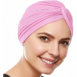 Headbands Womens Swim Cap Bathing Turban-Polyester Twisted Pleated Turban Head Cover - Light Pink - CJ18GOAEE0Q $12.64